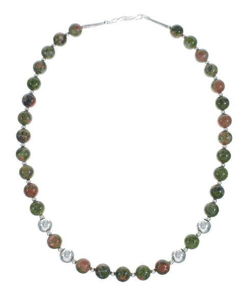 Sterling Silver Multicolor Jasper Native American Bead Necklace X10226
